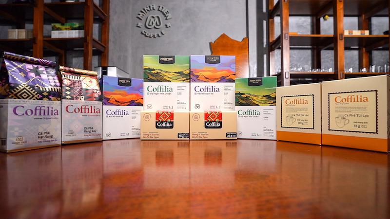 Các sản phẩm cà phê Coffilia của Tập đoàn Cà phê Minh Tiến.