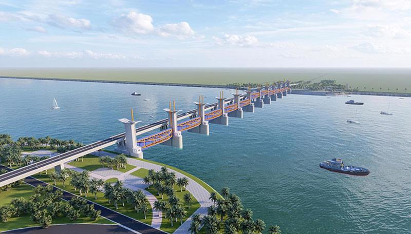 Công trình Cống Cái lớn - Cái bé Kiên Giang hoàn thành năm 2021.
