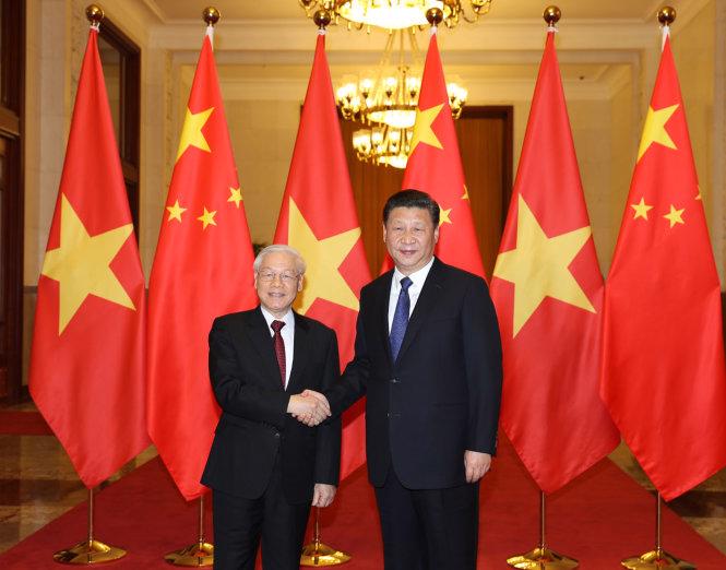 Tổng Bí thư Nguyễn Phú Trọng và Tổng Bí thư, Chủ tịch nước Trung Quốc Tập Cận Bình - Ảnh: TTXVN
