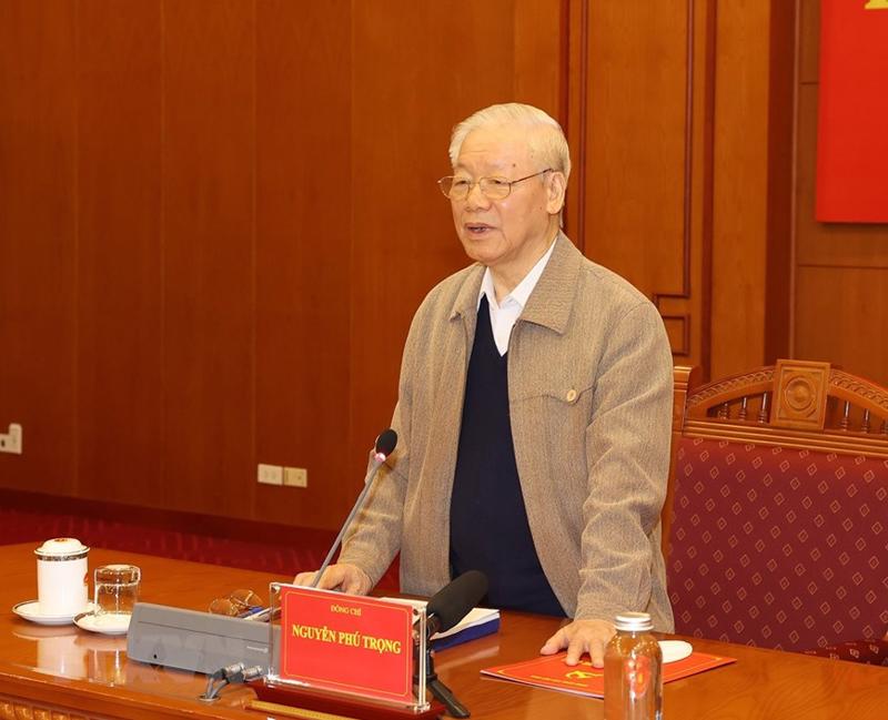 Tổng Bí thư Nguyễn Phú Trọng phát biểu chỉ đạo tại phiên họp - Ảnh: TTXVN