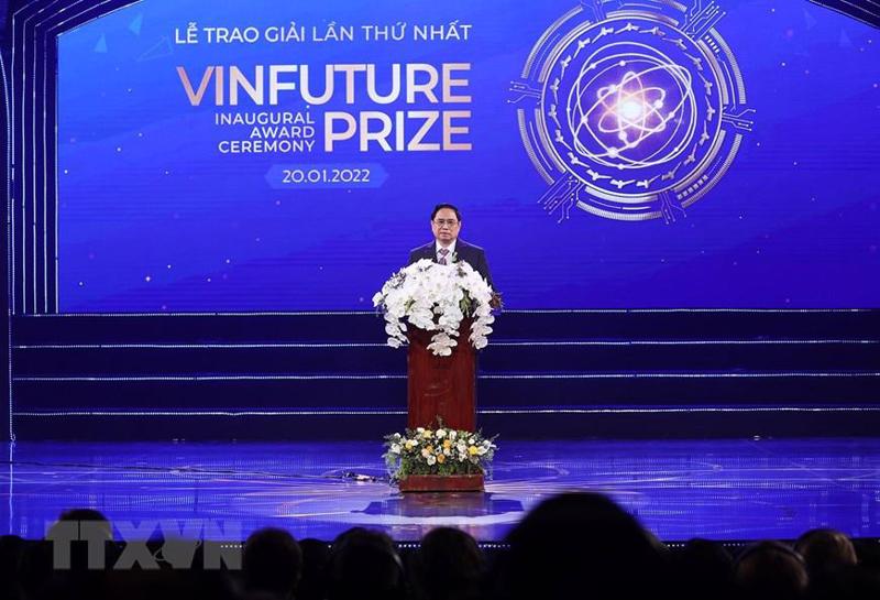 Prime Minister Pham Minh Chinh at the VinFuture Prize. Photo: Vietnam News Agency