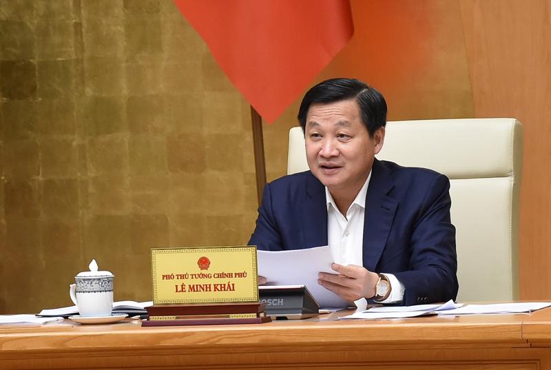 Phó Thủ tướng Lê Minh Khái phát biểu tại cuộc họp - Ảnh: VGP