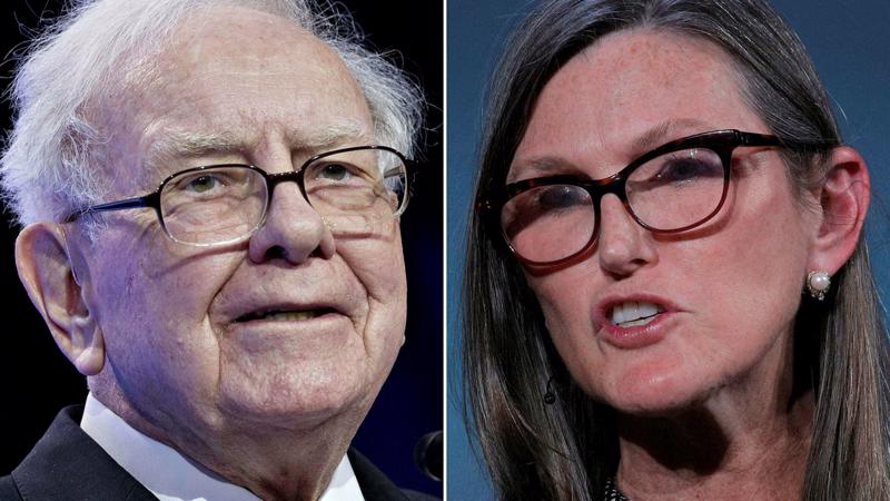 Tỷ phú Warren Buffett và bà Cathie Wood - Ảnh: FT