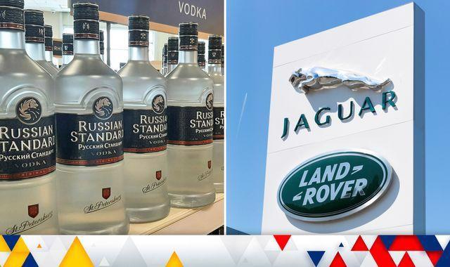 Rượu vodka nằm trong nhóm mặt hàng bị tăng thuế khi nhập khẩu vào Anh. Trong khi đó, xe sang hiệu Jaguar của Anh sẽ bị cấm xuất khẩu sang Nga - Ảnh: Sky News