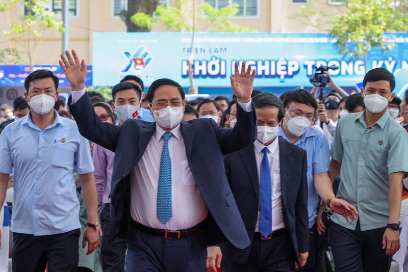 Thủ tướng Chính phủ Phạm Minh Chính tới dự Ngày hội Khởi nghiệp quốc gia lần thứ 4 của học sinh, sinh viên - Ảnh: VGP