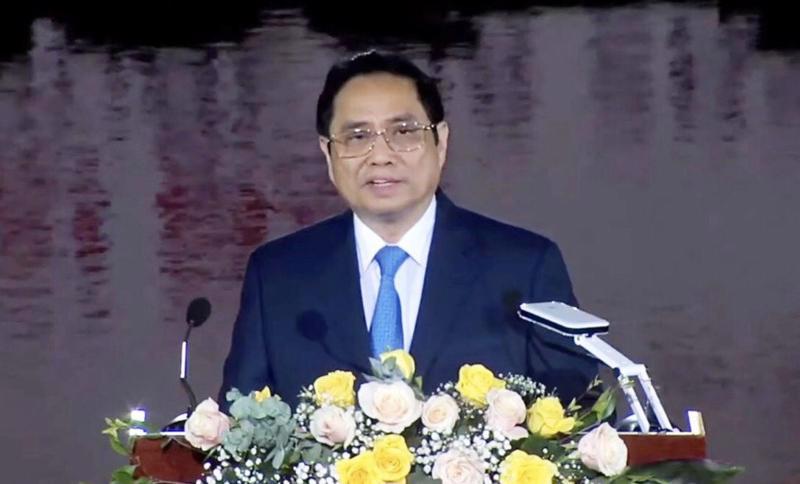 Prime Minister Pham Minh Chinh speaking at the ceremony.