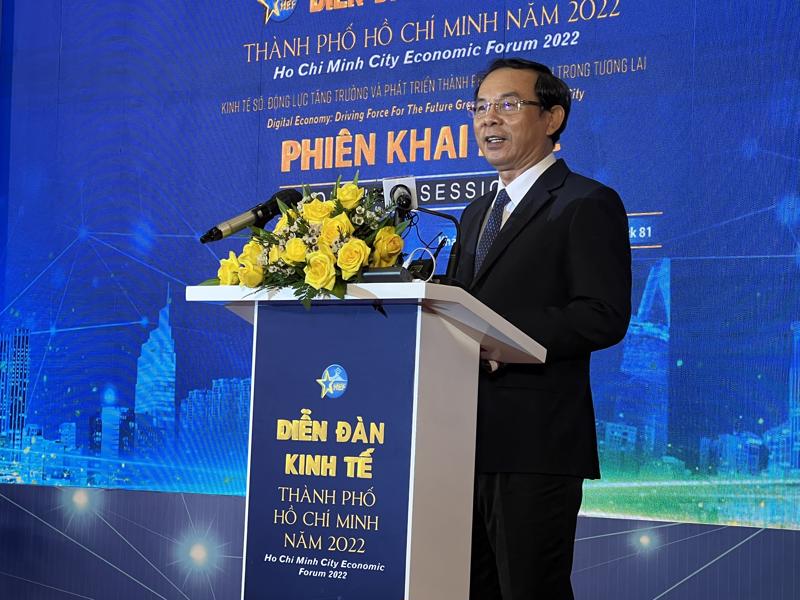 Bí thư Thành ủy TP.HCM Nguyễn Văn Nên phát biểu khai mạc Diễn đàn HEF 2022. 