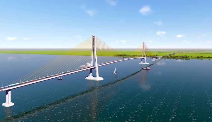 Cầu Đại Ngãi bắc qua sông Hậu nối hai tỉnh Sóc Trăng và Trà Vinh có thể hoàn thành vào năm 2026.