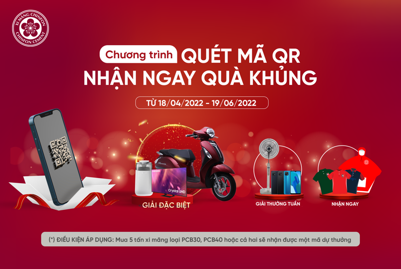 Chương trình “Quét mã QR - Nhận quà siêu khủng” của xi măng Chinfon với tổng giá trị giải thưởng lên đến gần 4 tỷ đồng.