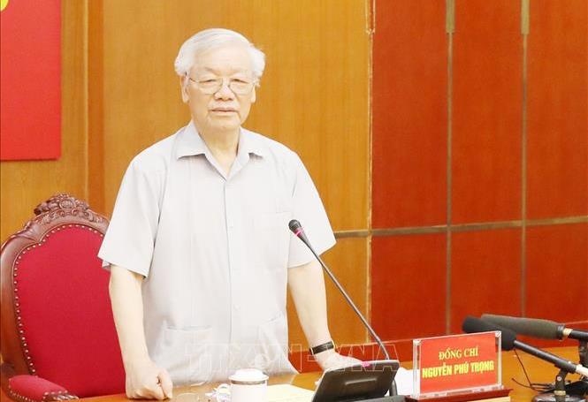 Tổng Bí thư Nguyễn Phú Trọng chủ trì họp Bộ Chính trị, Ban Bí thư để xem xét, thi hành kỷ luật - Ảnh: TTXVN