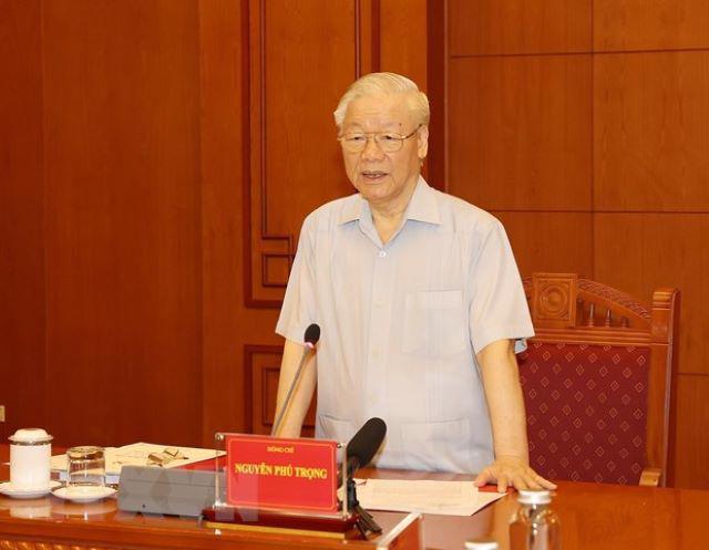 Tổng Bí thư Nguyễn Phú Trọng phát biểu tại cuộc họp - Ảnh: TTXVN