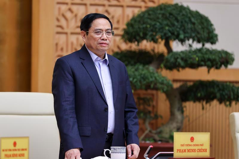 Prime Minister Pham Minh Chinh at the regular government meeting. (Photo: VGP)