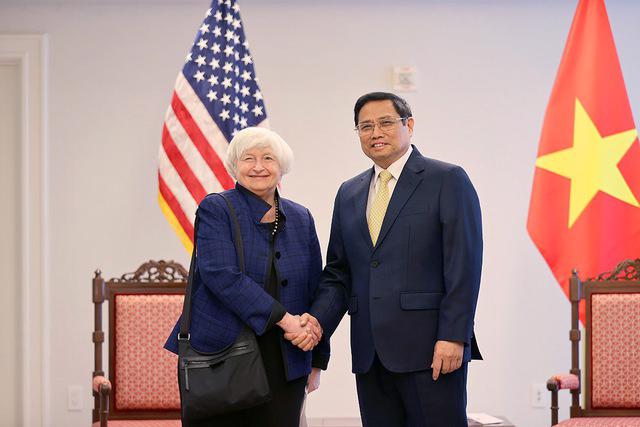 Thủ tướng Chính phủ Phạm Minh Chính tiếp Bộ trưởng Tài chính Hoa Kỳ Janet Yellen - Ảnh: VGP/Nhật Bắc