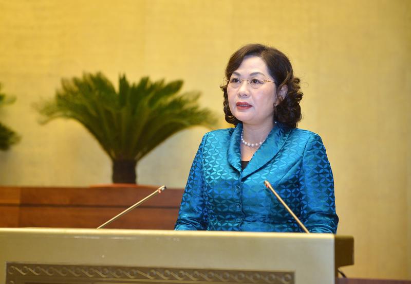 Thống đốc Ngân hàng Nhà nước Việt Nam Nguyễn Thị Hồng tại kỳ họp Quốc hội sáng 24/5/2022