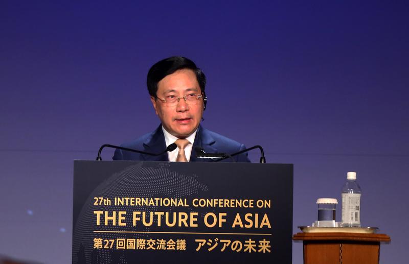 Phó Thủ tướng Thường trực Chính phủ Phạm Bình Minh phát biểu tại Hội nghị quốc tế về tương lai châu Á lần thứ 27 - Ảnh: VGP