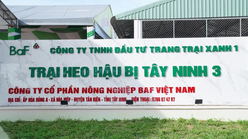  Công ty BaF Việt Nam vừa khánh thành trang trại chăn nuôi heo hậu bị Tây Ninh 3 tại huyện Tân Biên, tỉnh Tây Ninh.