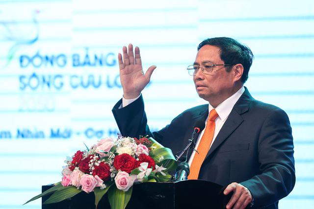Thủ tướng Chính phủ Phạm Minh Chính phát biểu tại Hội nghị công bố quy hoạch và xúc tiến đầu tư vùng Đồng bằng sông Cửu Long thời kỳ 2021-2030 - Ảnh: VGP