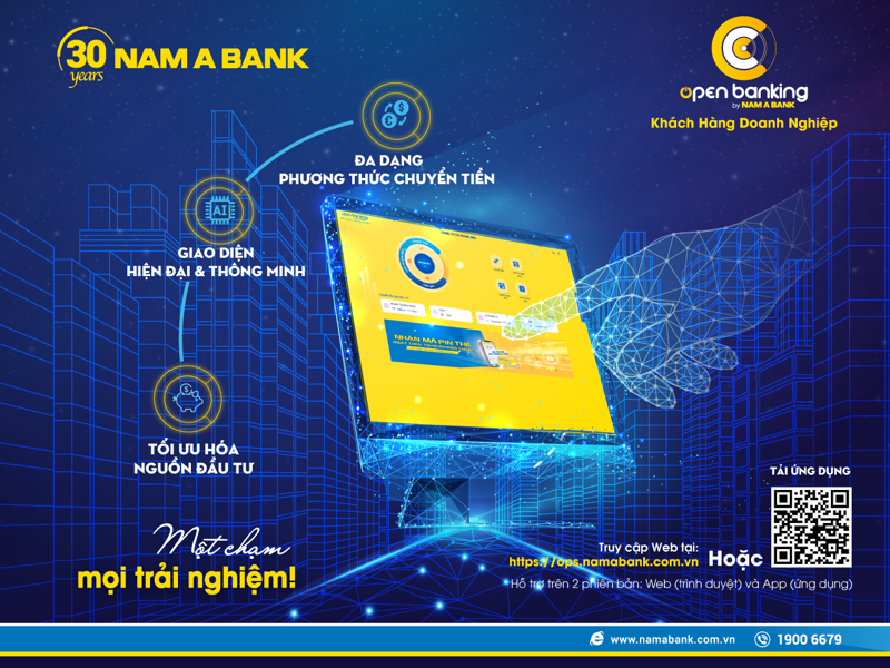 Open Banking phiên bản 2.0 dành cho khách hàng doanh nghiệp của Nam A Bank.