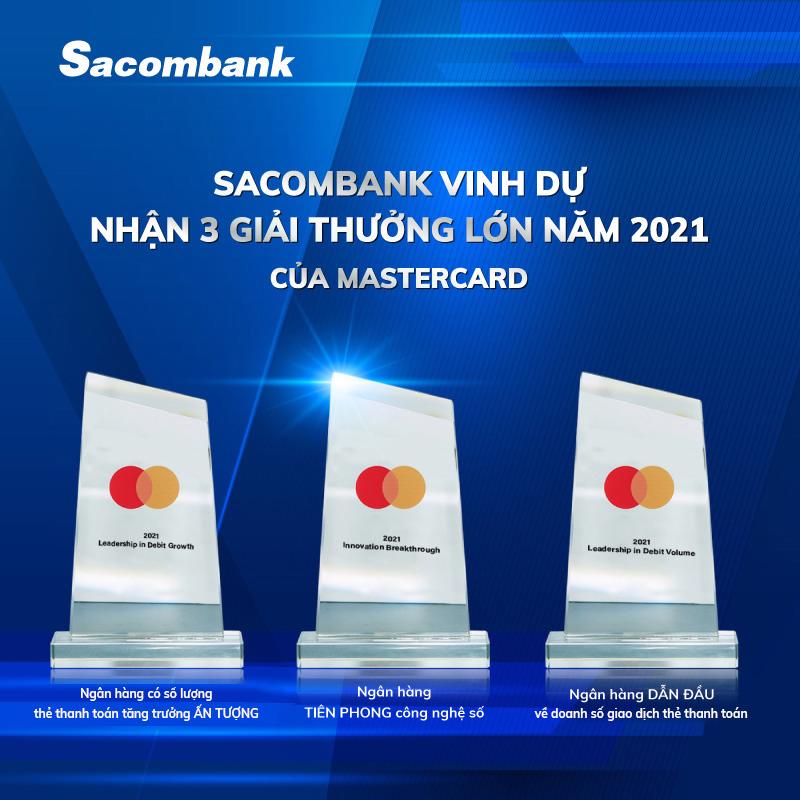 Sacombank nhận 3 giải thưởng lớn từ tổ chức thẻ quốc tế Mastercard.