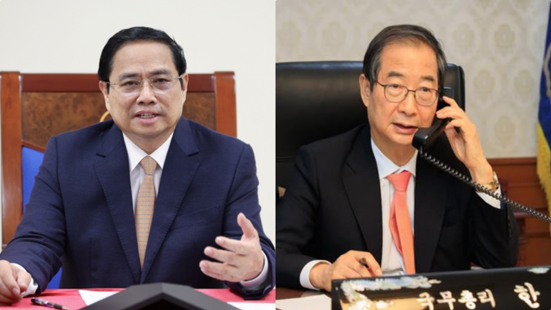 Thủ tướng Phạm Minh Chính đã điện đàm với Thủ tướng Nội các Hàn Quốc Han Duck-soo - Ảnh: VGP