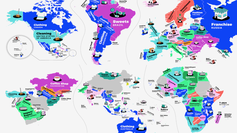 Bản đồ giấc mơ khởi nghiệp của các startup trên khắp toàn cầu. Nguồn: Zen Business.