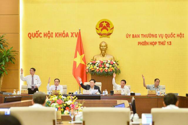 Members of the National Assembly Standing Committee vote on the resolution.