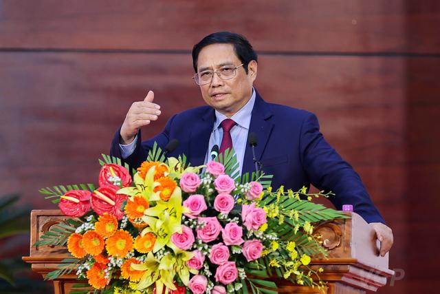 Thủ tướng Phạm Minh Chính phát biểu tại Hội nghị xúc tiến đầu tư tỉnh Hậu Giang năm 2022. Ảnh - VGP. 