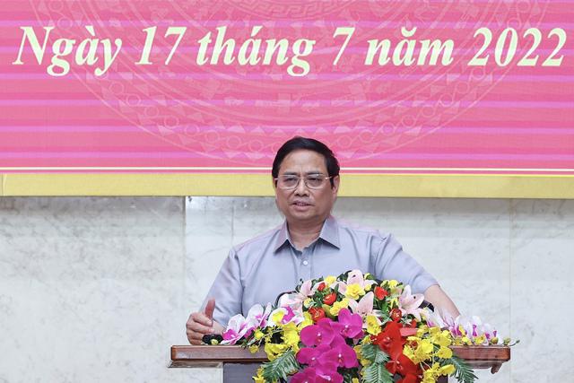 Thủ tướng Chính phủ Phạm Minh Chính phát biểu tại cuộc làm việc với Tỉnh ủy Hậu Giang. Ảnh - VGP. 