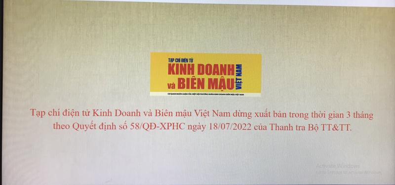 Đình bản và xử phạt Tạp chí Kinh doanh và Biên mậu Việt Nam