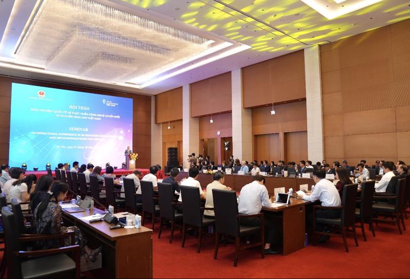Toàn cảnh Hội thảo “Kinh nghiệm quốc tế về phát triển công nghệ chuỗi khối và khuyến nghị cho Việt Nam”.