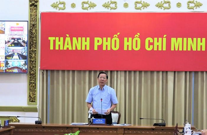 Chủ tịch UBND TP.HCM Phan Văn Mãi phát biểu tại hội nghị trực tuyến toàn quốc về đẩy mạnh giải ngân vốn đầu tư công.