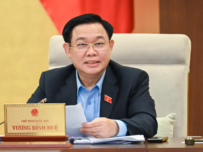 Chủ tịch Quốc hội Vương Đình Huệ nhấn mạnh cần đánh giá tác động to lớn của Nghị quyết 30. Ảnh - Quochoi.vn. 