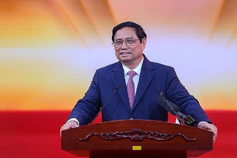 Thủ tướng Chính phủ Phạm Minh Chính phát biểu tại lễ kỷ niệm. Ảnh:VGP