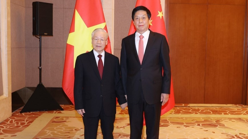 Tổng Bí thư Nguyễn Phú Trọng hội kiến Chủ tịch Quốc hội Trung Quốc Lật Chiến Thư - Ảnh: TTXVN