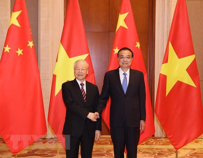 Tổng Bí thư Nguyễn Phú Trọng hội kiến Thủ tướng Trung Quốc Lý Khắc Cường - Ảnh: TTXVN
