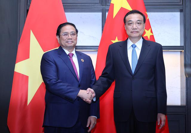 Thủ tướng Phạm Minh Chính hội kiến Thủ tướng Trung Quốc Lý Khắc Cường - Ảnh: VGP