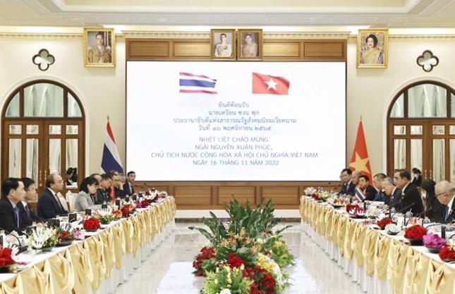 Chủ tịch nước Nguyễn Xuân Phúc và Thủ tướng Thái Lan Prayut Chan-o-cha hội đàm - Ảnh: TTXVN