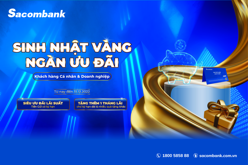 Hàng ngàn ưu đãi cho khách hàng cá nhân và doanh nghiệp nhân kỷ niệm 31 năm ngày thành lập của Sacombank.