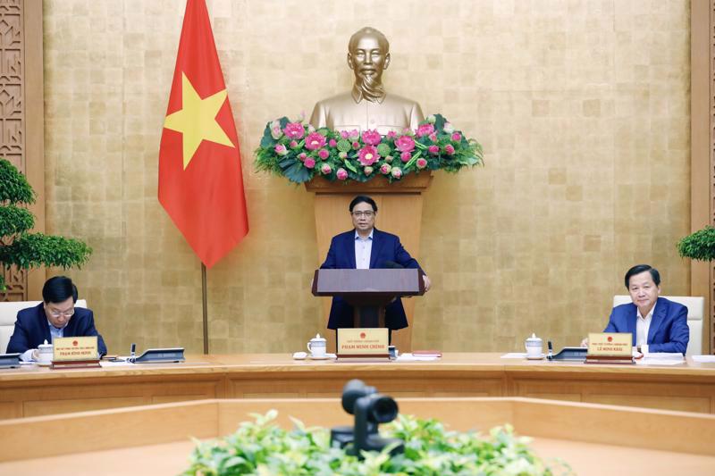 Prime Minister Pham Minh Chinh addressing the meeting. Photo: VGP