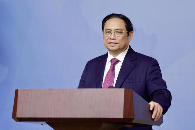 Prime Minister Pham Minh Chinh speaking at the meeting. Photo: VGP