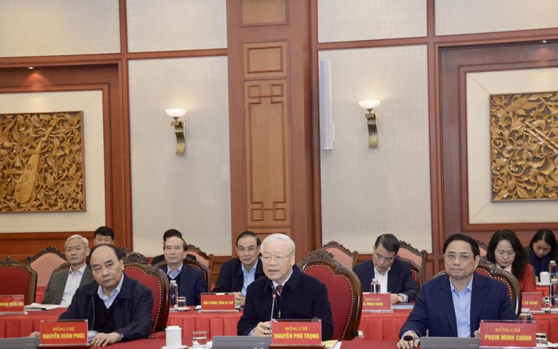 Tổng Bí thư Nguyễn Phú Trọng chủ trì cuộc họp - Ảnh: VGP