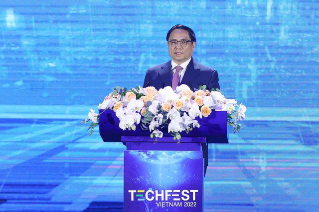 Prime Minister Pham Minh Chinh speaking at Techfest Vietnam. Photo: VGP