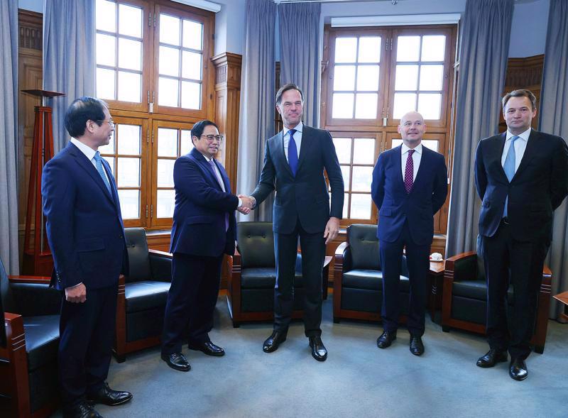 Prime Minister Pham Minh Chinh in talks with Dutch Prime Minister Mark Rutte on December 12. Photo: VGP