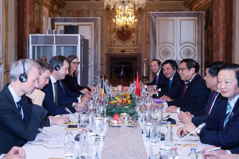 Prime Minister Pham Minh Chinh and his Belgian counterpart Alexander De Croo hold talks on December 13. Photo: VGP