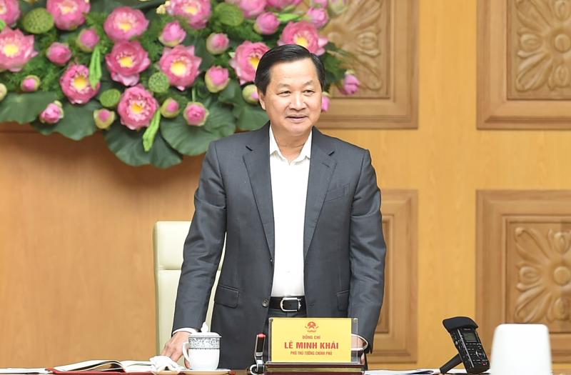 Phó Thủ tướng Lê Minh Khái phát biểu tại cuộc họp - Ảnh: VGP