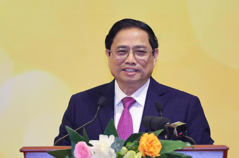 Prime Minister Pham Minh Chinh speaking at the meeting with the State Bank of Vietnam on January 27. Photo: VGP