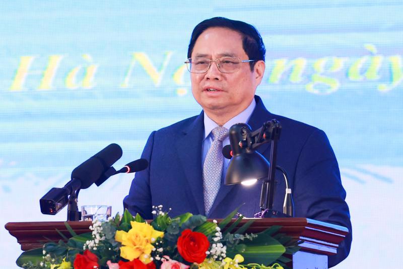 Prime Minister Pham Minh Chinh addressing the meeting. Photo: Hai Nguyen