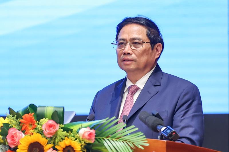 Prime Minister Pham Minh Chinh addressing the conference. Photo: VGP