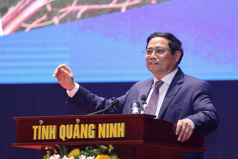 Prime Minister Pham Minh Chinh addressing the conference. Photo: VGP