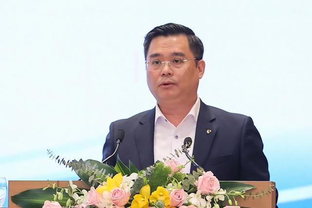 Tổng Giám đốc Vietcombank (VCB) Nguyễn Thanh Tùng phát biểu tại Hội nghị sáng nay - Ảnh: GVP. 